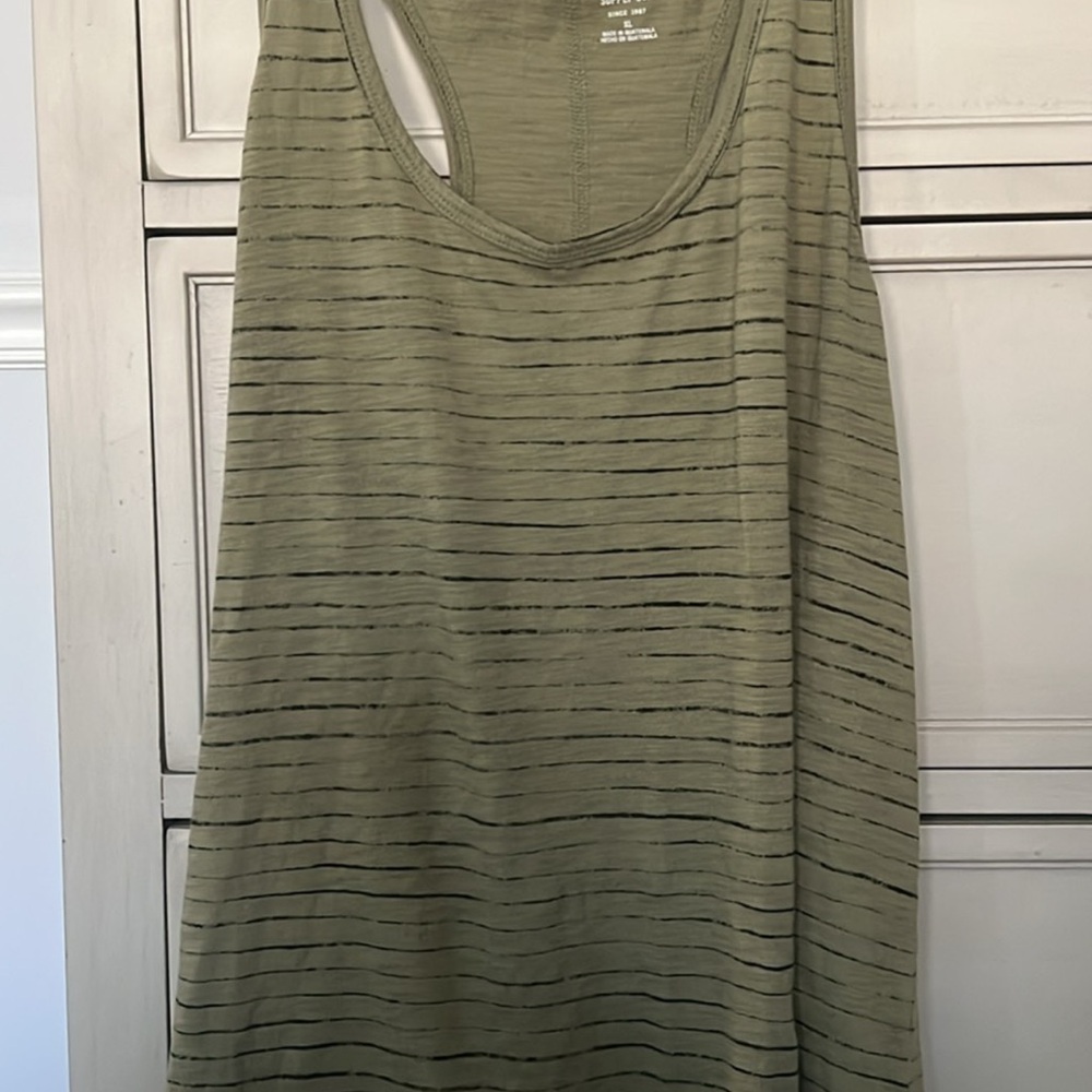 Light Olive Striped Racerback Tank Top - Women